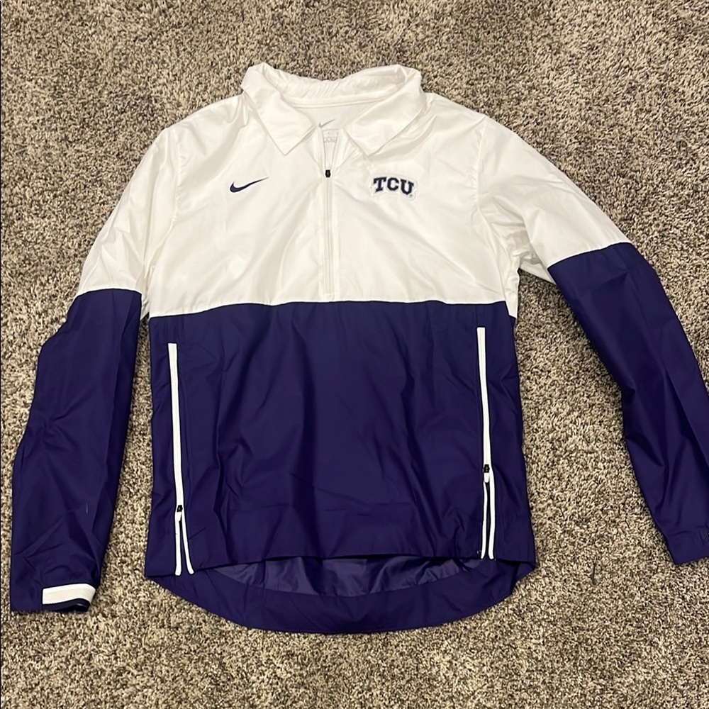 Nike TCU White and Purple Windbreaker